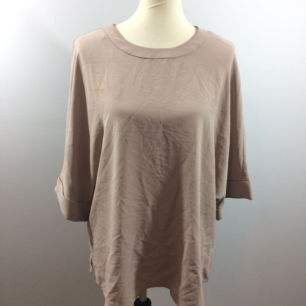 NEW Anne Klein Popover Blouse Dark Oyster Size 2